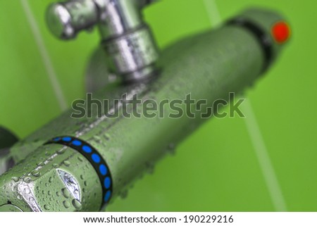 closeup on mixer tap shower