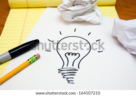 Lightbulb Drawn On Paper
