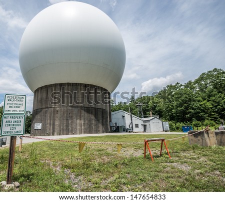 WESTFORD, MASSACHUSETTS - JULY 27: Westford Radio Telescope, a building belong to the Haystack Observatory owned by MIT, in Westford MA USA, on July 27, 2013. Radome measures 18.3m (60ft) in diameter.