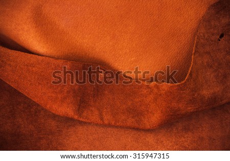 Brown, Orange Tan Leather. Concept and Idea Style of Fine Leather Crafting, Handcrafts, Handmade, handcrafted, leather worker. Background Textured and Wallpaper. Vintage Rustic Style.