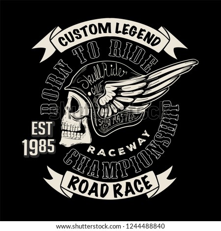 skull rider racing illustration t shirt print