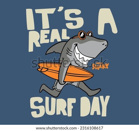 vector surf shark illustration for t shirt print