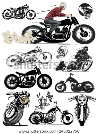 Vintage Motorcycle vector set