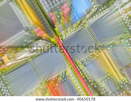 Abstract background from the printed-circuit board with radio components