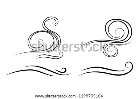 wind doodle blow, gust design isolated on white background
