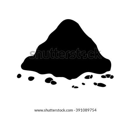 Pile of ground, heap of soil - vector silhouette illustration isolated on white background.