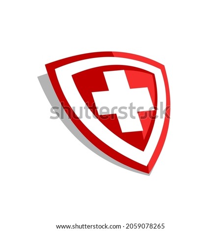 red shield with cross symbol