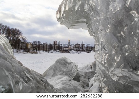 Frozen Russian city in the block of ice