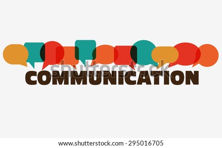 Vector illustration of a communication concept. The word 