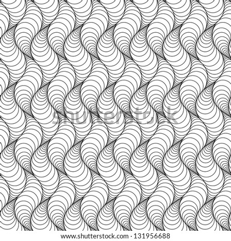 Abstract seamless black and white pattern with striped figures