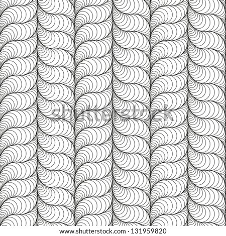 Abstract seamless black and white pattern with worm-like figures