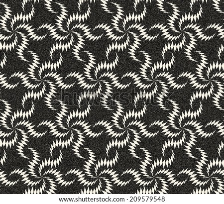 Abstract seamless monochrome pattern in retro style with six stars structure. Retro decoration with gothic motive, sepia tone and speckled texture. Visual effect of old worn down background.