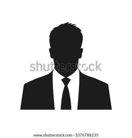 Business man icon. Male face silhouette with office suit and tie. User avatar profile. Vector illustration.