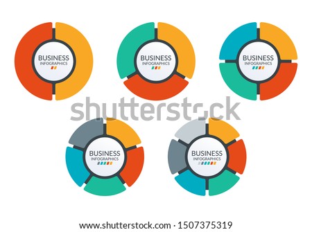 Pie chart set. Colorful diagram collection with 2,3,4,5,6 sections or steps. Circle icons for infographic, UI, web design, business presentation. Vector illustration.