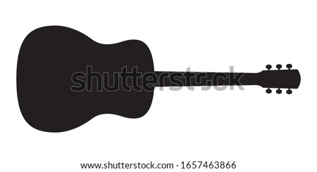 Acoustic guitar black silhouette. Music instrument icon. Vector illustration.