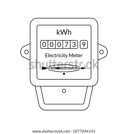 Electric power outline meter. Energy, electricity counter. Vector illustration.