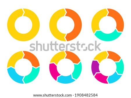 Cycle diagram with arrows set. 1,2,3,4,5,6 steps pie chart or circle graph. Business presentation concept. Vector illustration.