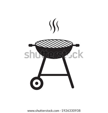 BBQ grill icon. Barbecue with smoke or steam. Vector illustration.