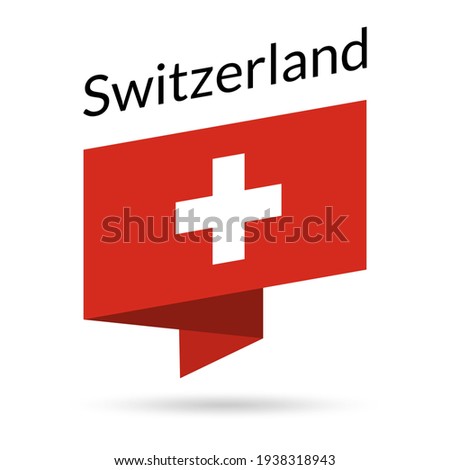 Switzerland flag icon. Swiss national emblem in origami style. Vector illustration.