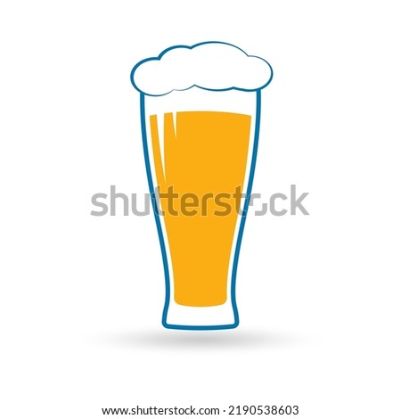 Beer glass, pint icon. Alcohol drink with foam. Vector illustration.