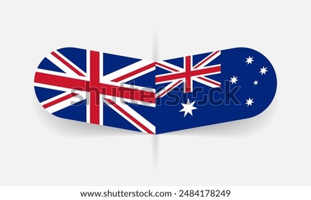 UK and Australia flags. Australian and British flag, national symbol design. Vector illustration.