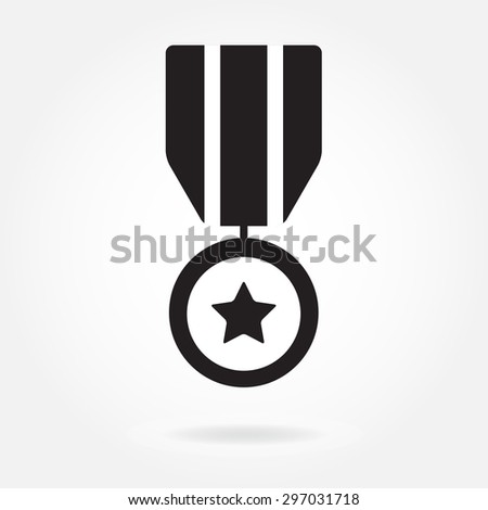 Medal icon or sign isolated on white background. Military symbol with star.  Vector illustration.