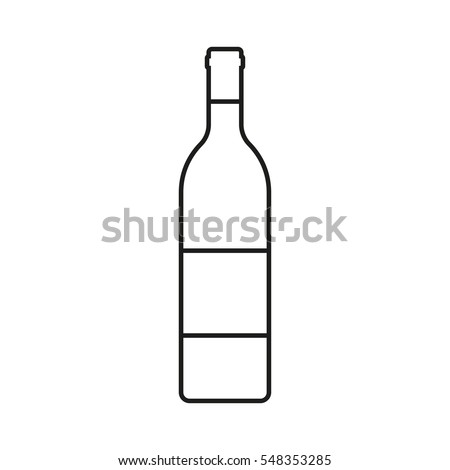 Wine bottle outline icon isolated on white background. Vector illustration.