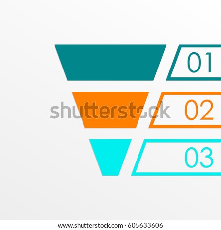 Funnel symbol. Marketing and sales chart. Business infographic template with 3 steps or levels. Vector illustration.