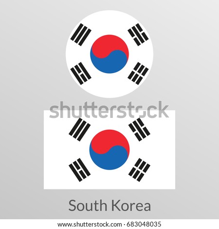 South Korea flag set. Korean national symbol. Vector illustration.