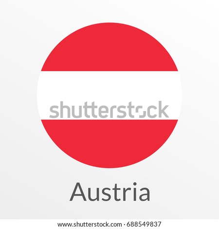 Flag of Austria round icon, badge or button. Austrian national symbol. Vector illustration.