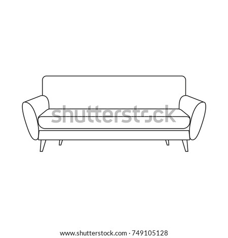 Sofa outline icon. Couch silhouette. Furniture for living room. Vector illustration.