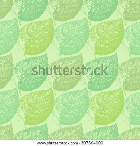 Summer hand drawn leaf. Wallpaper seamless pattern background