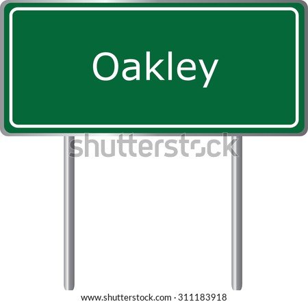 Oakley , California, road sign green vector illustration, road table, USA city
