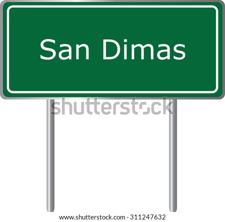 San Dimas , California, road sign green vector illustration, road table, USA city