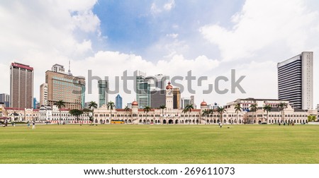 Sultan Abdul Samad historic building and various bank tower along Merdeka square in the heart of Kuala Lumpur, Malaysia capital city