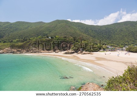 Big waves beach is part of Shek O country park in Hong Kong island. This is the end of the very popular Dragon\'s Back Trail.