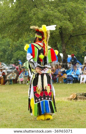 Powwow festival in New York  - North American Indian dancer