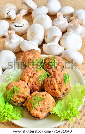 Mushrooms stuffed with ground meat