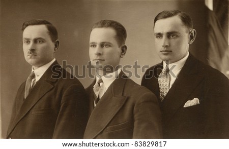 Vintage photo of three brothers (twenties)