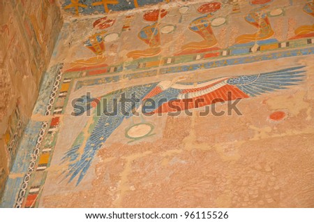 Temple of queen Hatshepsut, painting, Deir el-Bahri, Egypt