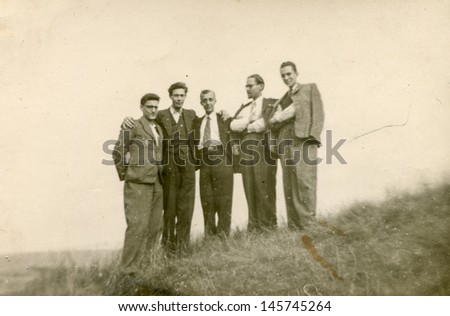 RAWICZ, POLAND, CIRCA THIRTIES - vintage photo of group of men, Rawicz, Poland, circa thirties