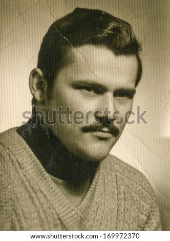 POLAND, CIRCA 1950: Vintage portrait of man