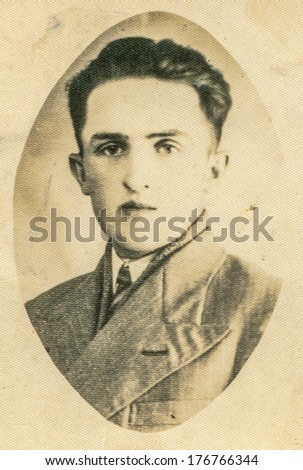 BYKOWSZCZYZNA, POLAND, MARCH 29, 1942 - Vintage photo of man
