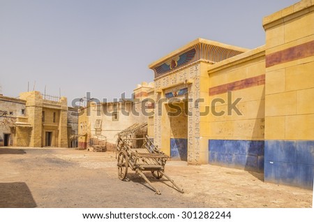OUARZAZATE, MOROCCO - APRIL 10, 2015: Scenery in Atlas Film Studios, one of the largest movie studios in the world, in terms of land area. Several historical movies were shot here