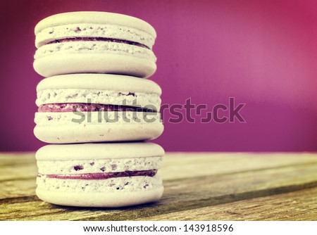Grape macaroon on pink&purple background (Process vintage effect style in this photo)