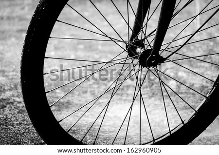Abstract Bicycle wheel in black and white style