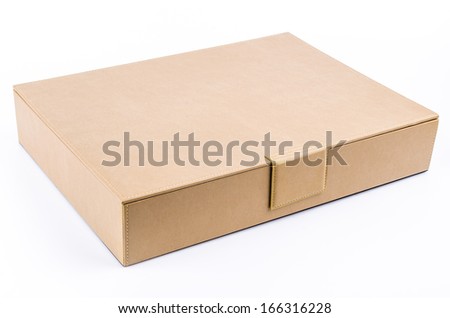 Brown leather box on isolated white background