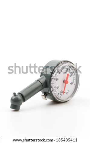 Tire pressure gauge isolated white background
