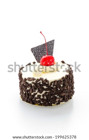 Black forest cake isolated on white