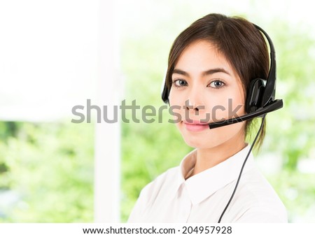Woman customer call service
